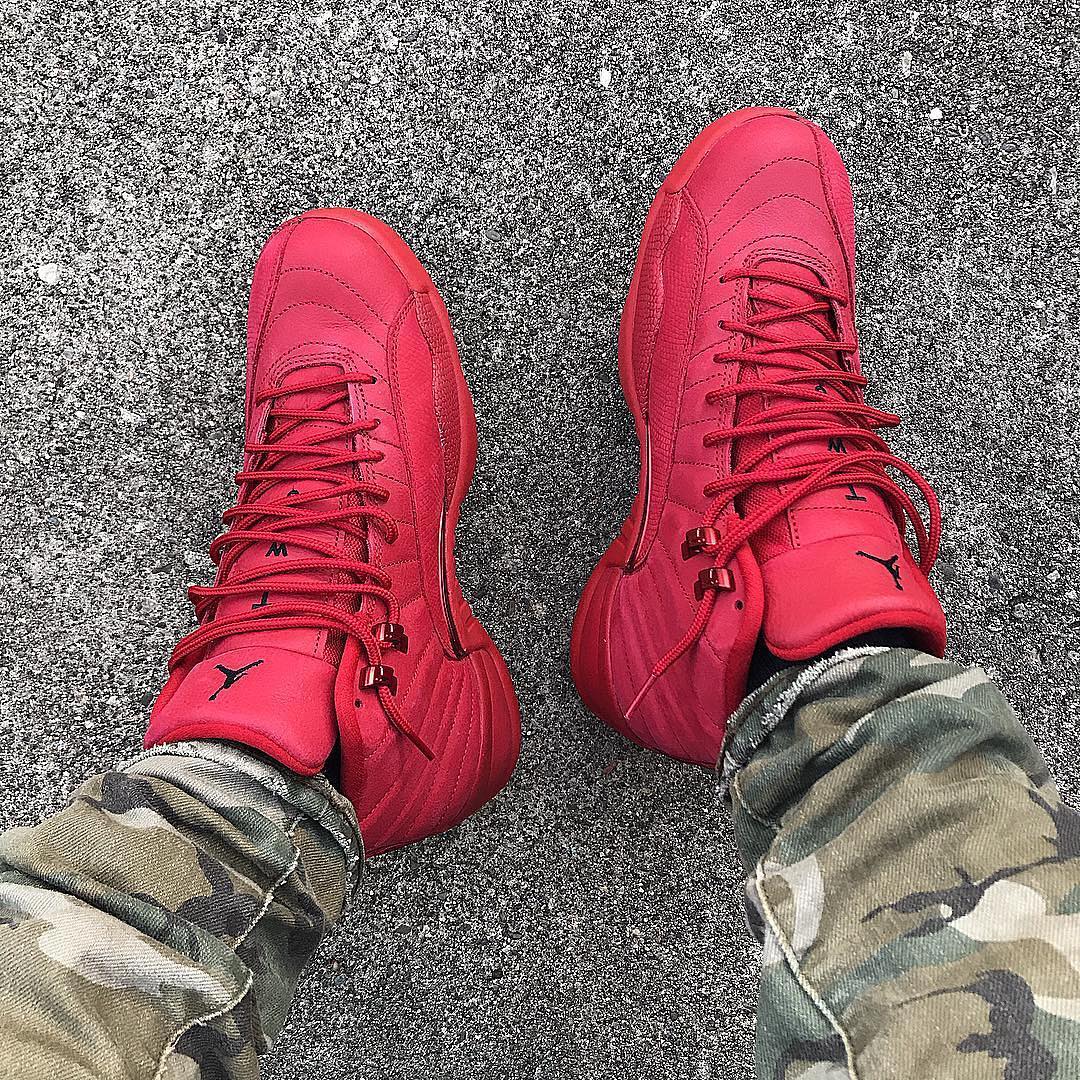 gym red 12s on feet