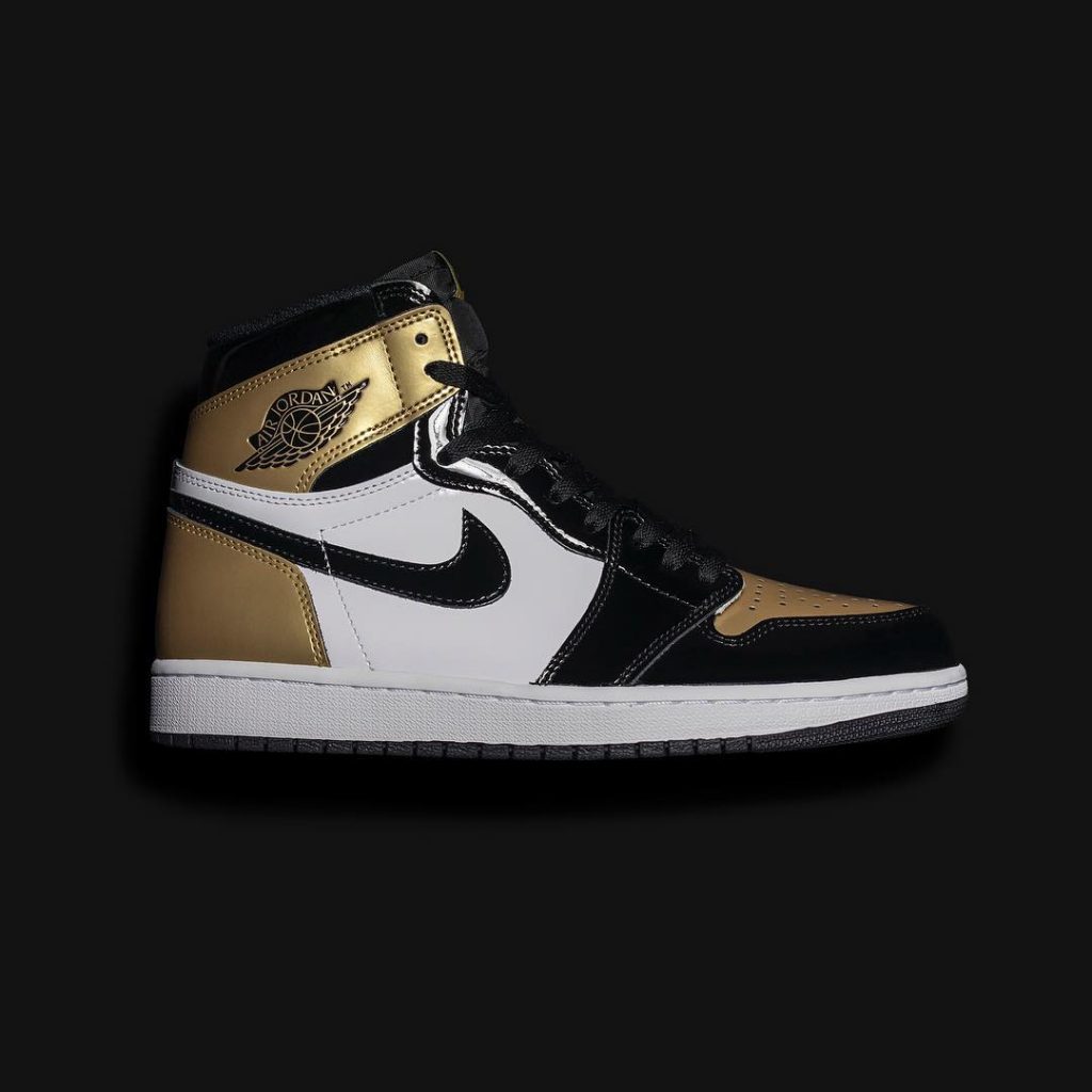 The Air Jordan 1 'Gold Toe' is a patent leather version of an iconic ...