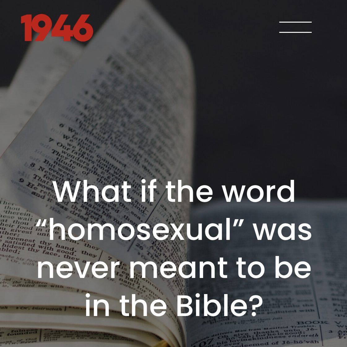 Documentary “1946” Alleges The Word Homosexual Is in the Bible by Mistake – COOL HUNTING®