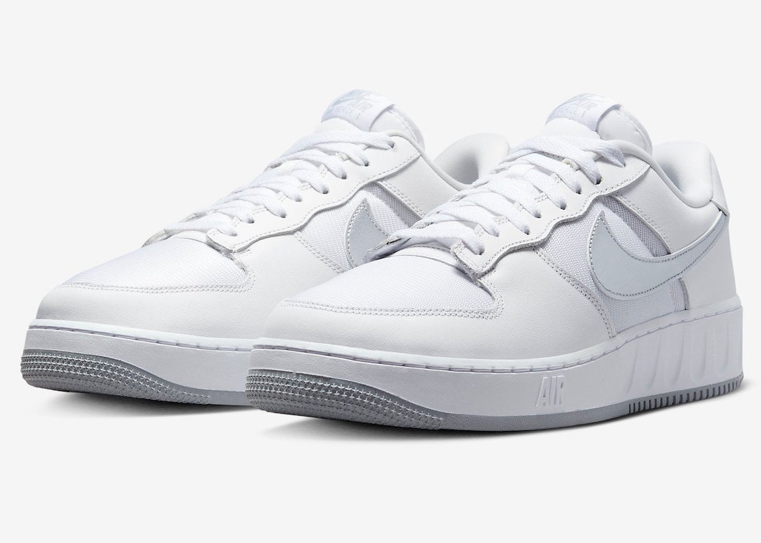 Nike Air Force 1 Low Utility in White with Silver Swooshes